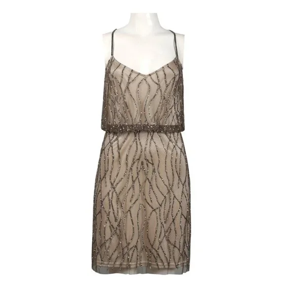 princess polly baby blue dress Adrianna Papell Beaded Mesh Sheath Dress - French Blue main image 1